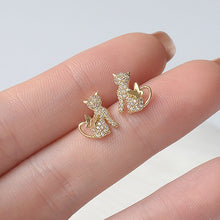 Carregar imagem no visualizador da galeria, 14k Gold Plated Delicate Butterfly Cat Earrings-Furbaby Friends Gifts
