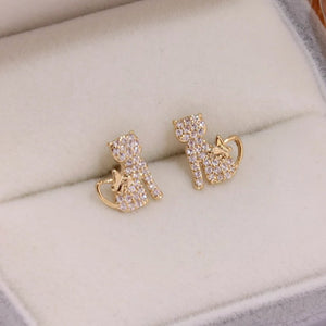 14k Gold Plated Delicate Butterfly Cat Earrings-Furbaby Friends Gifts