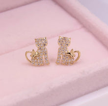Load image into Gallery viewer, 14k Gold Plated Delicate Butterfly Cat Earrings-Furbaby Friends Gifts