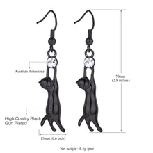 Load image into Gallery viewer, 18K Gold &amp; Platinum Plated Playing Cat Drop Earrings-Furbaby Friends Gifts