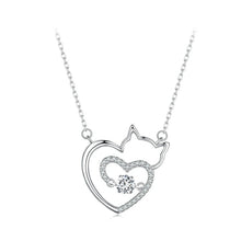 Carregar imagem no visualizador da galeria, 925 Silver Cat Heart Pendant &amp; Necklace-Furbaby Friends Gifts