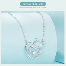 Charger l&#39;image dans la galerie, 925 Silver Cat Heart Pendant &amp; Necklace-Furbaby Friends Gifts