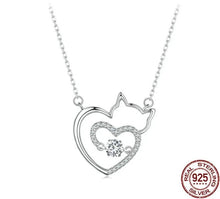 Charger l&#39;image dans la galerie, 925 Silver Cat Heart Pendant &amp; Necklace-Furbaby Friends Gifts