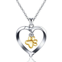 Load image into Gallery viewer, 925 Sterling Silver &amp; 18K Gold Plated Pet Footprint Pendant Necklace-Furbaby Friends Gifts