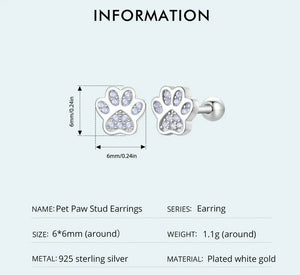 925 Sterling Silver & Gold Opal Paw Stud Earrings-Furbaby Friends Gifts