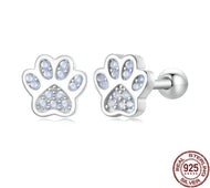 925 Sterling Silver & Gold Opal Paw Stud Earrings-Furbaby Friends Gifts