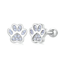 Charger l&#39;image dans la galerie, 925 Sterling Silver &amp; Gold Opal Paw Stud Earrings-Furbaby Friends Gifts