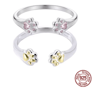 925 Sterling Silver 'Paw Hug' Adjustable Rings-Furbaby Friends Gifts