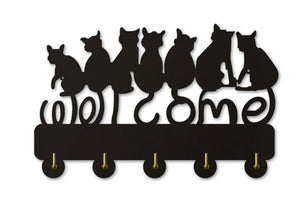 'A Kitty Welcoming' Wooden Coat Rack-Furbaby Friends Gifts