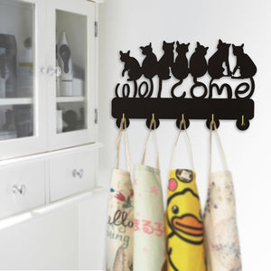'A Kitty Welcoming' Wooden Coat Rack-Furbaby Friends Gifts
