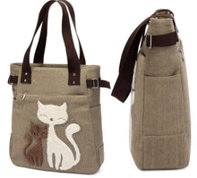 Laden Sie das Bild in den Galerie-Viewer, Adorable Canvas Cat Tote Bag-Furbaby Friends Gifts