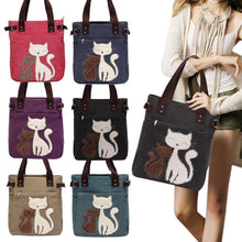 Laden Sie das Bild in den Galerie-Viewer, Adorable Canvas Cat Tote Bag-Furbaby Friends Gifts