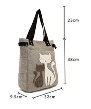 Charger l&#39;image dans la galerie, Adorable Canvas Cat Tote Bag-Furbaby Friends Gifts
