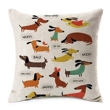 Laden Sie das Bild in den Galerie-Viewer, Adorable Dachshund Linen Cushion Covers-Furbaby Friends Gifts