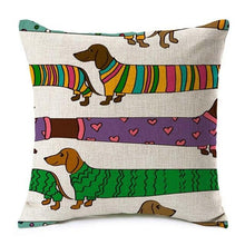 Afbeelding in Gallery-weergave laden, Adorable Dachshund Linen Cushion Covers-Furbaby Friends Gifts