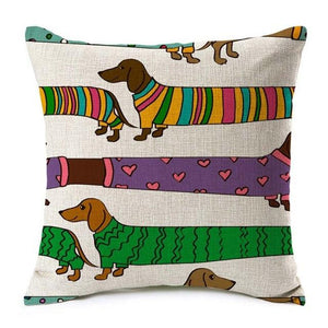 Adorable Dachshund Linen Cushion Covers-Furbaby Friends Gifts