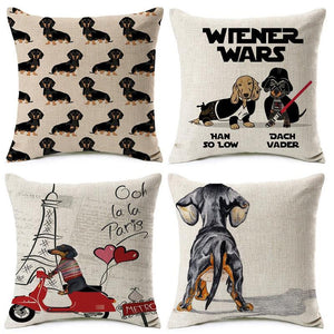 Adorable Dachshund Linen Cushion Covers-Furbaby Friends Gifts