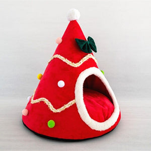 Adorable Velvet Christmas Tree Pet Bed-Furbaby Friends Gifts