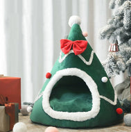 Adorable Velvet Christmas Tree Pet Bed-Furbaby Friends Gifts