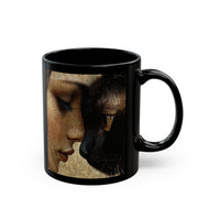 Artistic Black Cat & Woman Ceramic Mug (11 oz & 15 oz)-Furbaby Friends Gifts