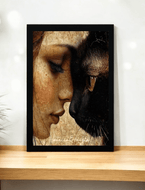 Artistic Black Cat & Woman Italian Canvas Poster-Furbaby Friends Gifts