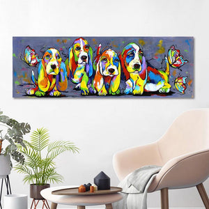 Basset Puppies Canvas Oil Print-Furbaby Friends Gifts