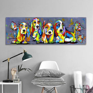 Basset Puppies Canvas Oil Print-Furbaby Friends Gifts