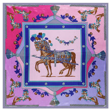 Laden Sie das Bild in den Galerie-Viewer, Beautiful Equestrian Print Silk Scarves-Furbaby Friends Gifts