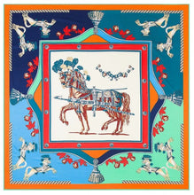 Laden Sie das Bild in den Galerie-Viewer, Beautiful Equestrian Print Silk Scarves-Furbaby Friends Gifts