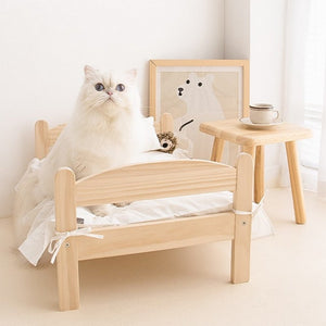 Beautiful Hand Carved Wooden Cat Bed-Furbaby Friends Gifts