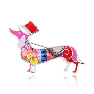 Bespoke, Hand-Painted Enamel Doxie Brooches-Furbaby Friends Gifts