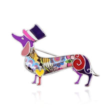 Charger l&#39;image dans la galerie, Bespoke, Hand-Painted Enamel Doxie Brooches-Furbaby Friends Gifts