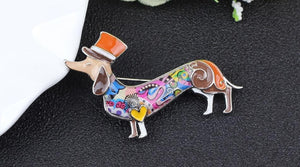 Bespoke, Hand-Painted Enamel Doxie Brooches-Furbaby Friends Gifts