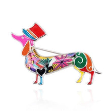 Load image into Gallery viewer, Bespoke, Hand-Painted Enamel Doxie Brooches-Furbaby Friends Gifts