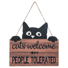 Load image into Gallery viewer, Black Cat Wooden Welcome Sign-Furbaby Friends Gifts