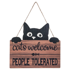 Black Cat Wooden Welcome Sign-Furbaby Friends Gifts