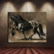 Charger l&#39;image dans la galerie, Black Stallion Canvas Oil Print-Furbaby Friends Gifts
