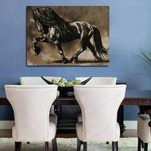 Cargar imagen en el visor de la galería, Black Stallion Canvas Oil Print-Furbaby Friends Gifts