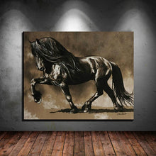 Charger l&#39;image dans la galerie, Black Stallion Canvas Oil Print-Furbaby Friends Gifts