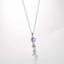 Afbeelding in Gallery-weergave laden, Blue Crystal &amp; Silver Cat Pendant Necklace-Furbaby Friends Gifts