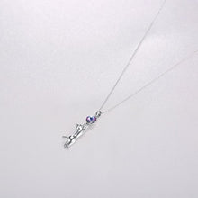 Laden Sie das Bild in den Galerie-Viewer, Blue Crystal &amp; Silver Cat Pendant Necklace-Furbaby Friends Gifts