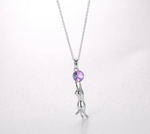 Cargar imagen en el visor de la galería, Blue Crystal &amp; Silver Cat Pendant Necklace-Furbaby Friends Gifts