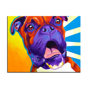 Boxer Canvas Oil Print-Furbaby Friends Gifts