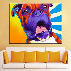 Boxer Canvas Oil Print-Furbaby Friends Gifts
