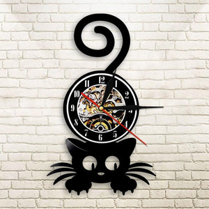 Cartoon Kitty Wall Clock: 'I'm Here!'-Furbaby Friends Gifts