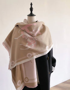 Cashmere Equestrian Print Pashmina Scarves-Furbaby Friends Gifts