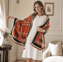 Load image into Gallery viewer, Cashmere Horse Print Pashmina Scarves-Furbaby Friends Gifts