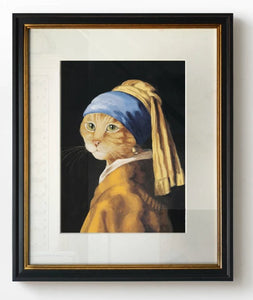 'Cat with the Pearl Earring' Canvas Oil Print-Furbaby Friends Gifts