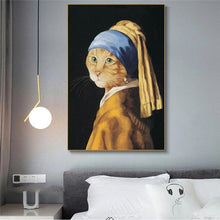 Load image into Gallery viewer, &#39;Cat with the Pearl Earring&#39; Canvas Oil Print-Furbaby Friends Gifts