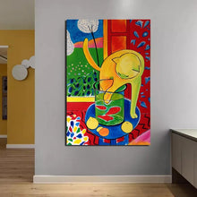 Carica l&#39;immagine nel visualizzatore di Gallery, &#39;Cat with the Red Fish&#39; Canvas Oil Print Posters-Furbaby Friends Gifts